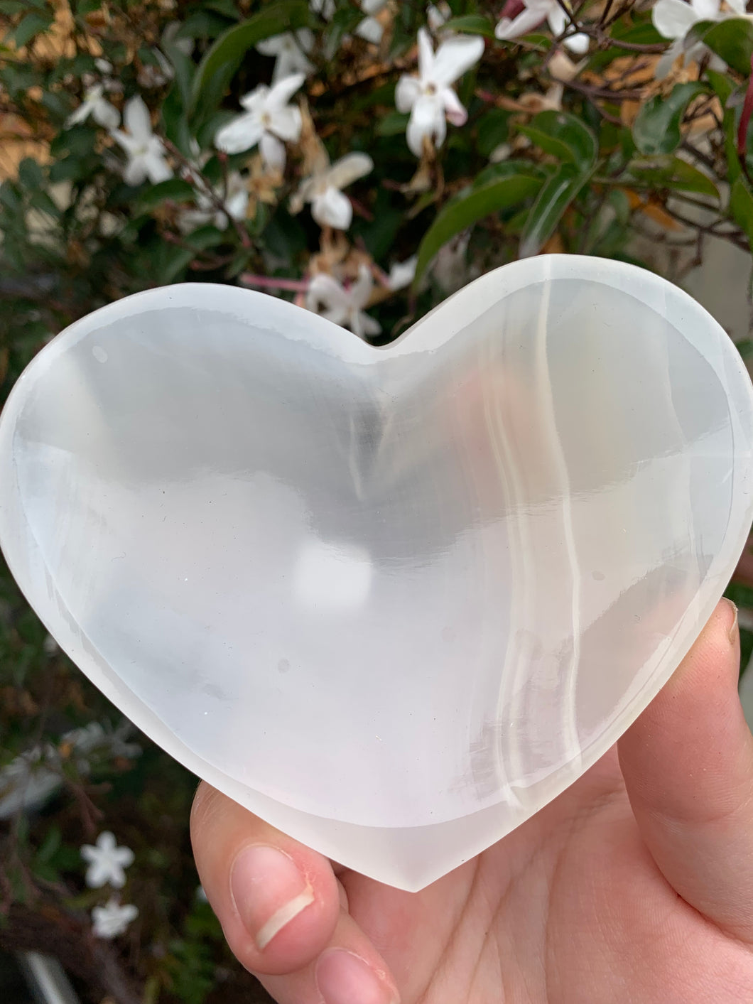 White Onyx Heart Bowl A