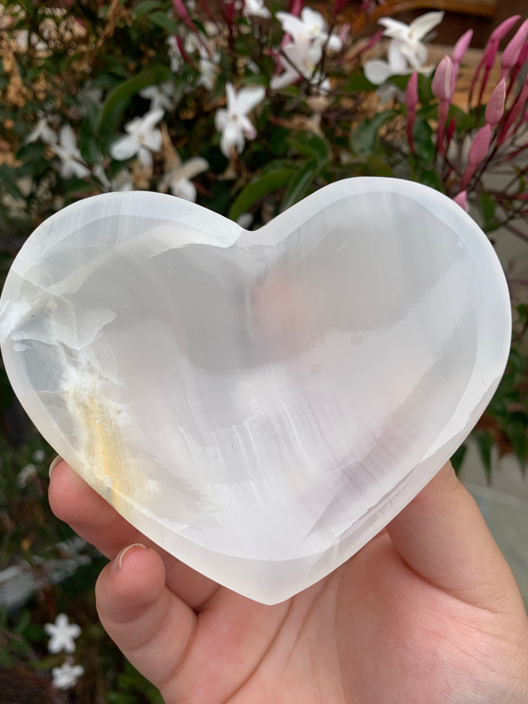 White Onyx Heart Bowl C