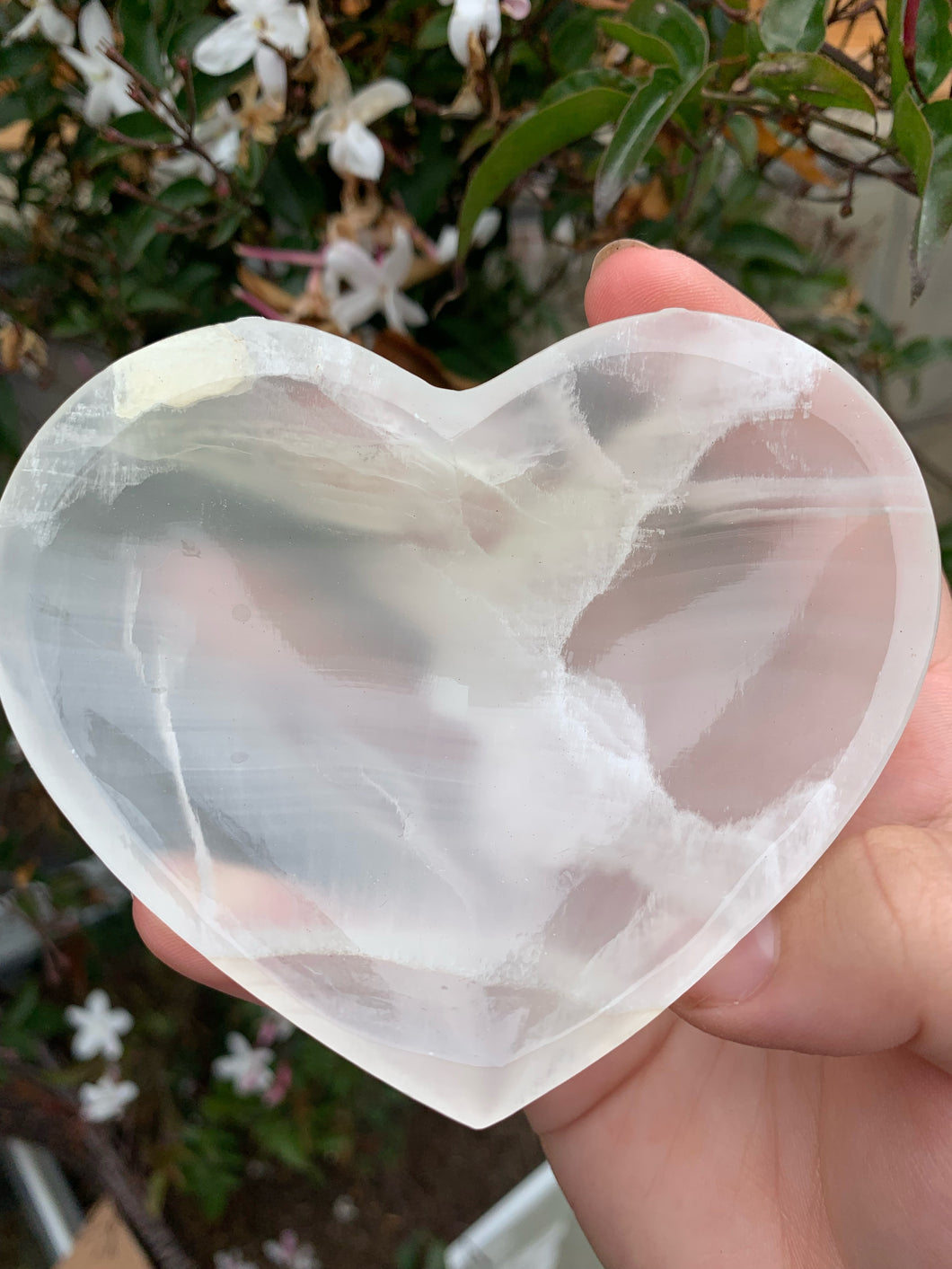 White Onyx Heart Bowl D