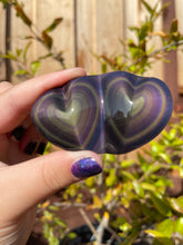 Load image into Gallery viewer, Rainbow Obsidian Double Heart B (20% off)
